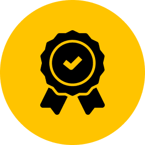 Medal icon with a checkmark inside.